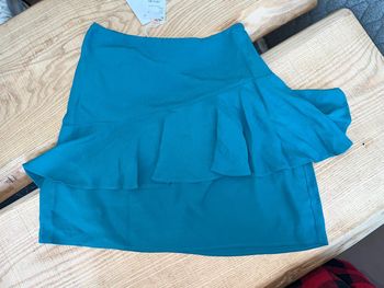 Jupe bleu lagon comptoir des cotonniers neuve étiqueté taille XS S 34 36 été femme volants