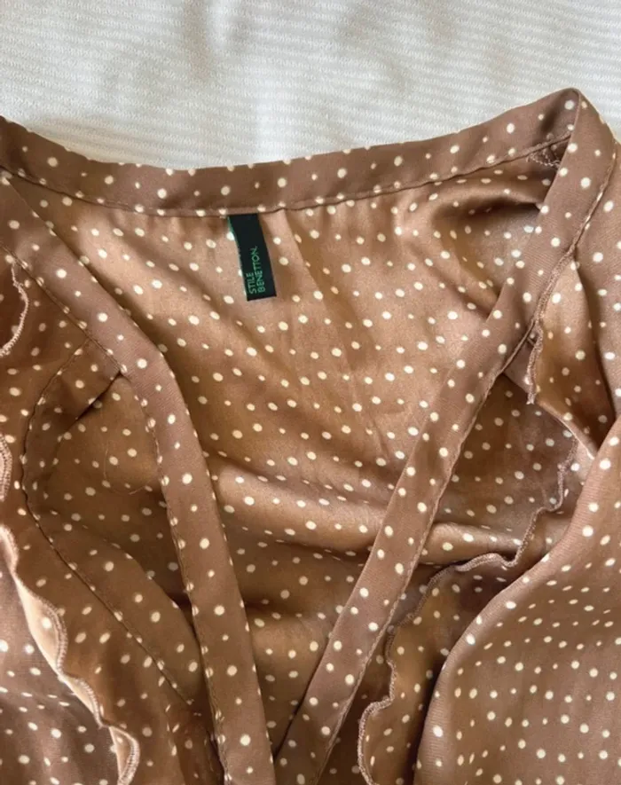 Chemisier effet, satine, marron stile Benetton taille s - photo numéro 4