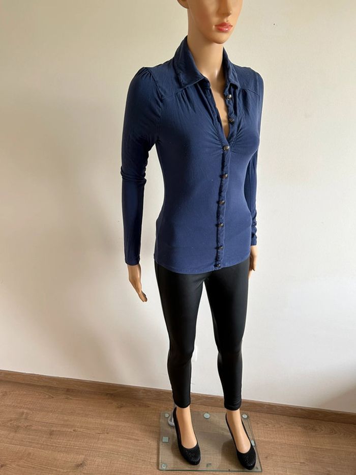 Haut bleu à manches longues Morgan taille XS bon état - photo numéro 4