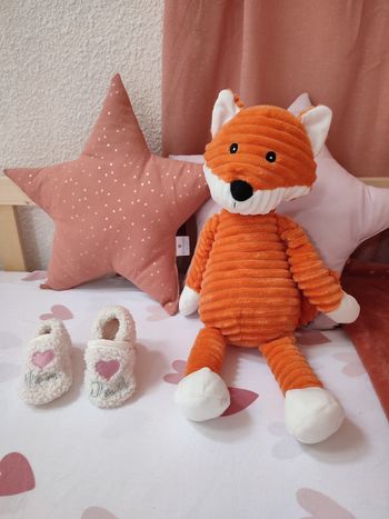 Paire de chaussons Dad Mom - Neuf - Naissance - Beige et rose - Teddy