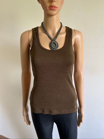 Débardeur marron pailleté sans manches Morgan taille XS TBE