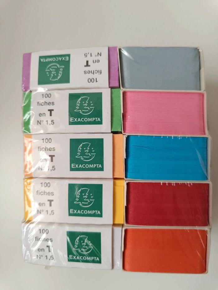 Bureautique Fiches en T n°1.5 n°2 couleurs assorties Exacompta - photo numéro 2