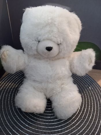 Peluche ours boulgom blanc vintage 28cm