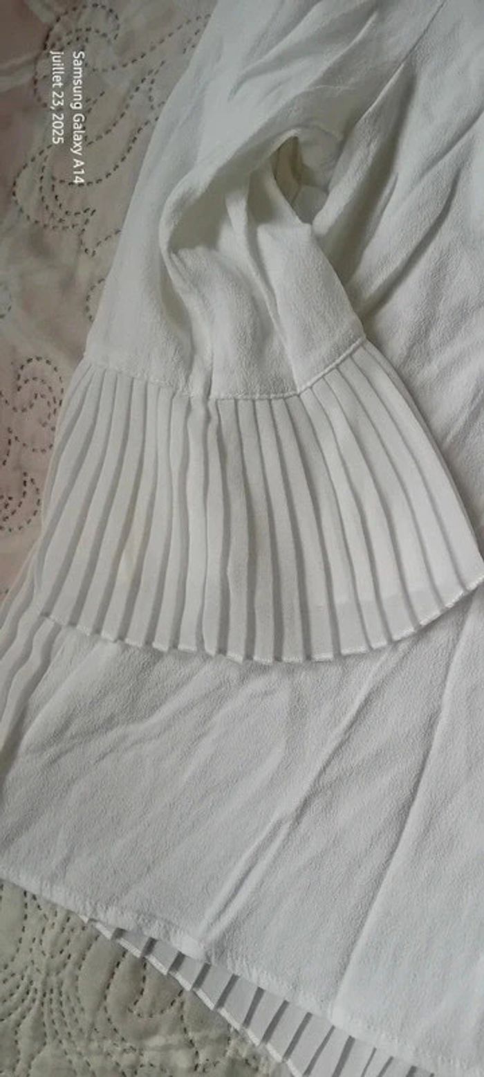 Blouse légère manches pagodes 3/4 avec plis et dentelle blanche femme S bonibo - photo numéro 11