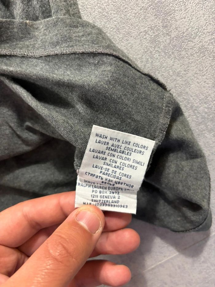 T-Shirt  Manche longue Ralph Lauren Gris logo brodé bleu taille L - photo numéro 6