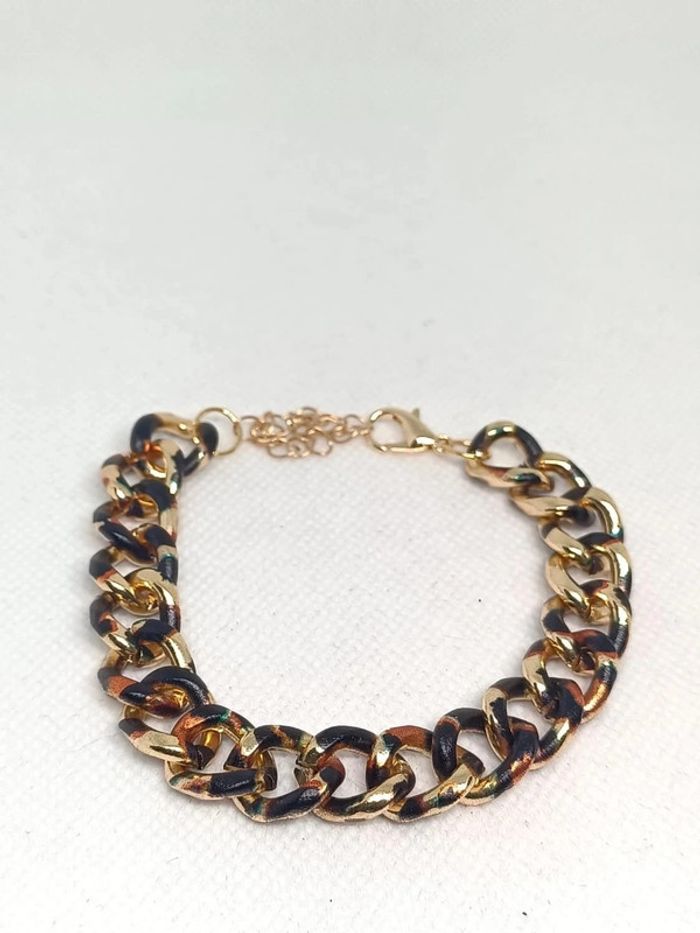 Bracelet grosses mailles léopard