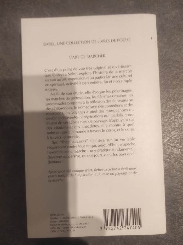 L'art de marcher Rebecca Solnit - Actes Sud Babel 2004 - photo numéro 3
