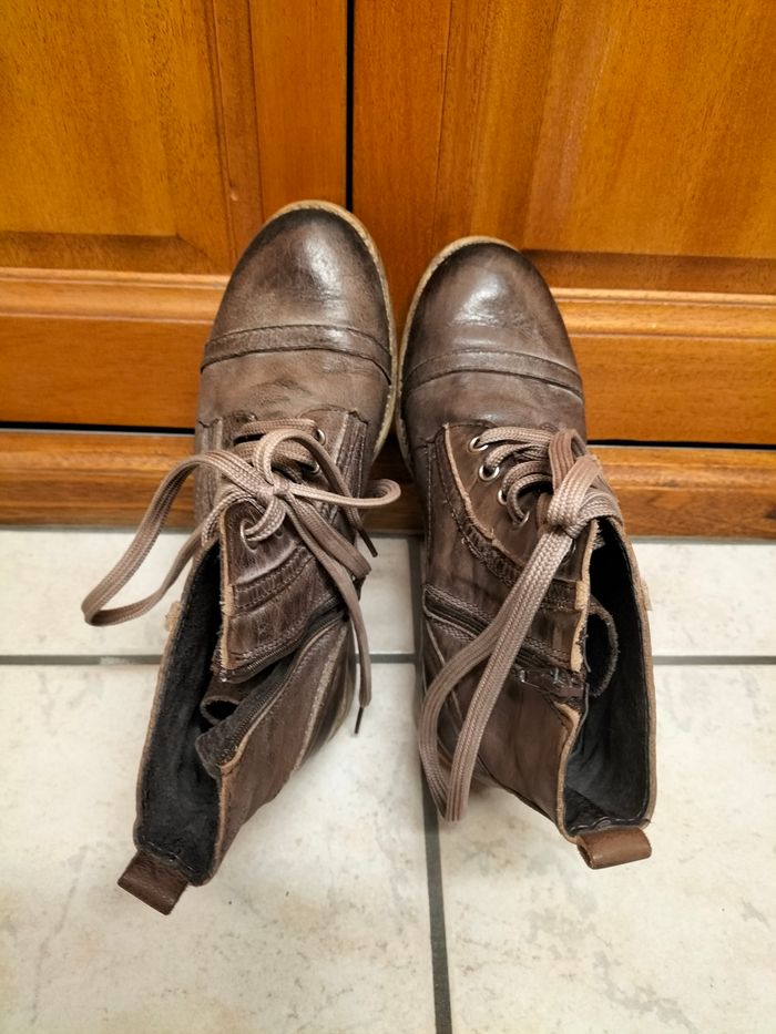 Chaussures montantes marron vieilli - photo numéro 3