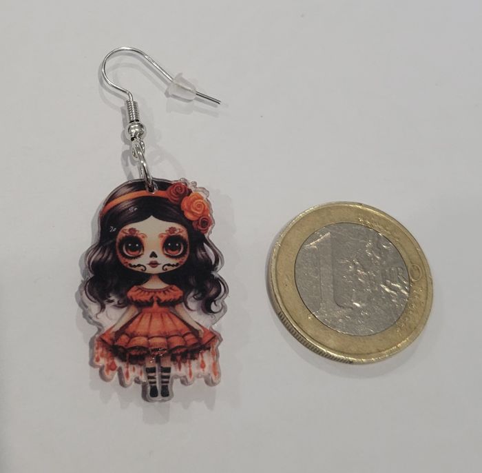 BOUCLES D'OREILLES POUPEE SANTA MUERTE HALLOWEEN ! NEUVE ! MODELE 7 - photo numéro 3