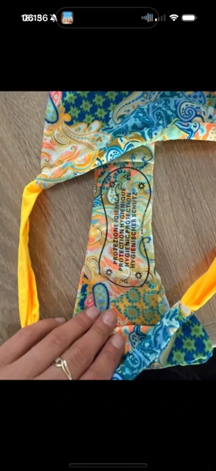 Bikini femme tendance Grece jaune et bleu - photo numéro 7
