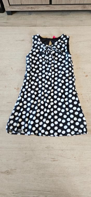 Robe courte sans manche, noir délavé à pois blancs, Girls, 7 ans