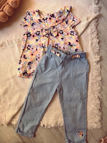 Ensemble blouse à fleur et jean souple sergent major 86
