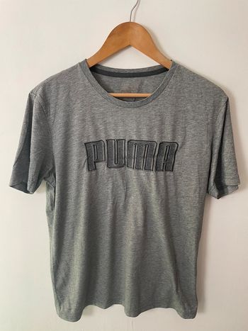 T-shirt Puma gris brodé – Homme – Taille M – Logo grand format