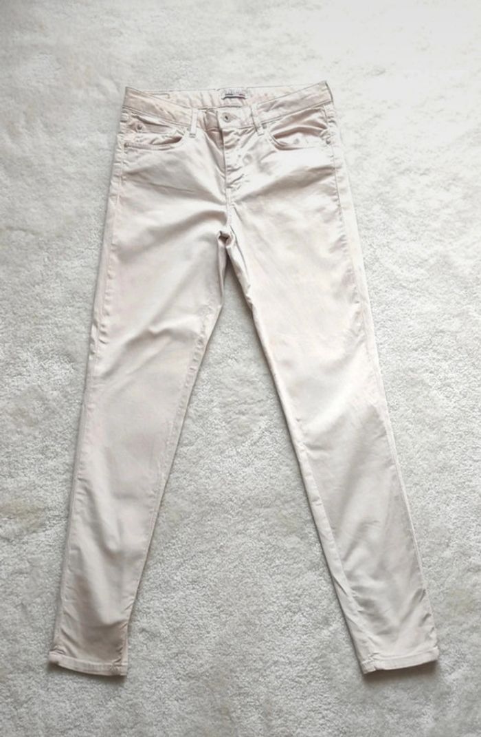 Pantalon jean en toile beige crème léger printemps été Carla Kops 36 - photo numéro 5
