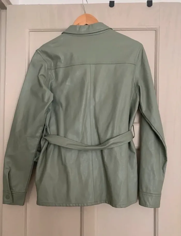Veste ciré vert amande imperméable ceinture - photo numéro 2