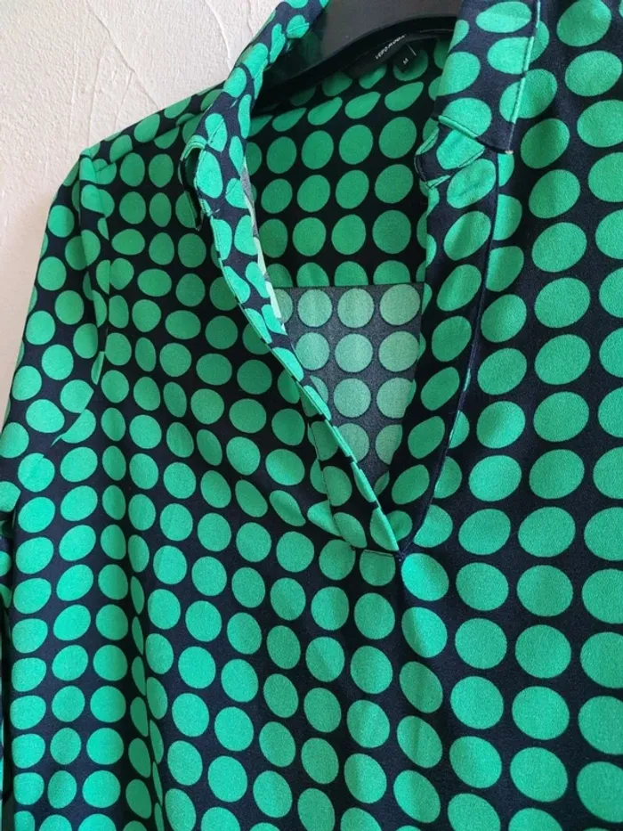 Chemisier à motif géométrique vert Taille M - photo numéro 2
