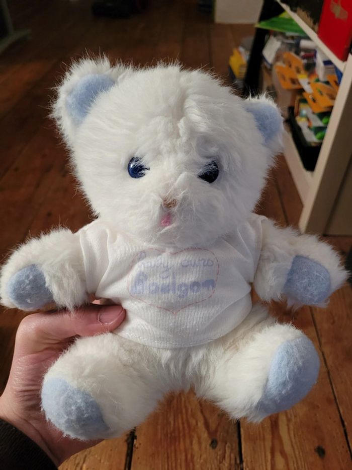 RARE Ours blanc T-shirt Made in France Boulgom Baby 20cm collection assis