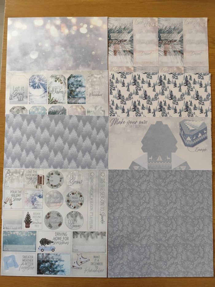 Lot de 8 feuilles scrapbooking Noël enneigé #2