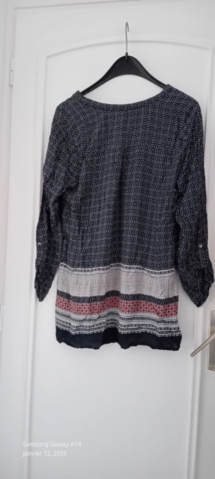 Tunique longue esprit bohème motif mosaïque bleu femme XL camaïeu - photo numéro 6