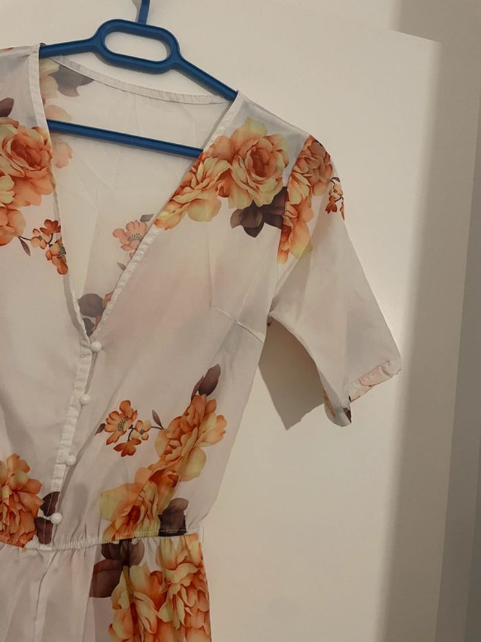 Combishort fleuri blanc et orange - Taille 34 (XS) - photo numéro 5