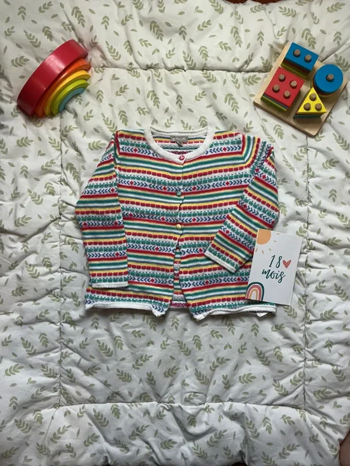 gilet rayé multicolore 18 mois grain de blé