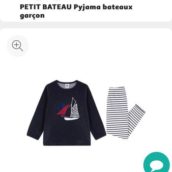 Pyjama petit garçon bateau velour coton en 6-8-10 et 12 ans