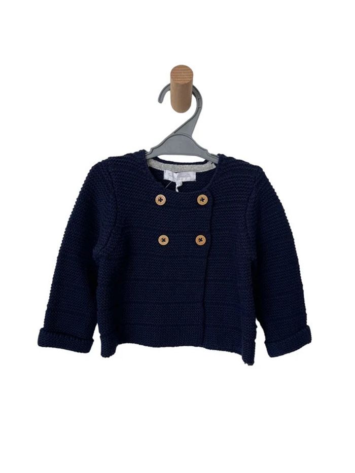 (NEUF) Gilet bleu marine 100% coton - Cadet Rousselle 6 mois - photo numéro 2