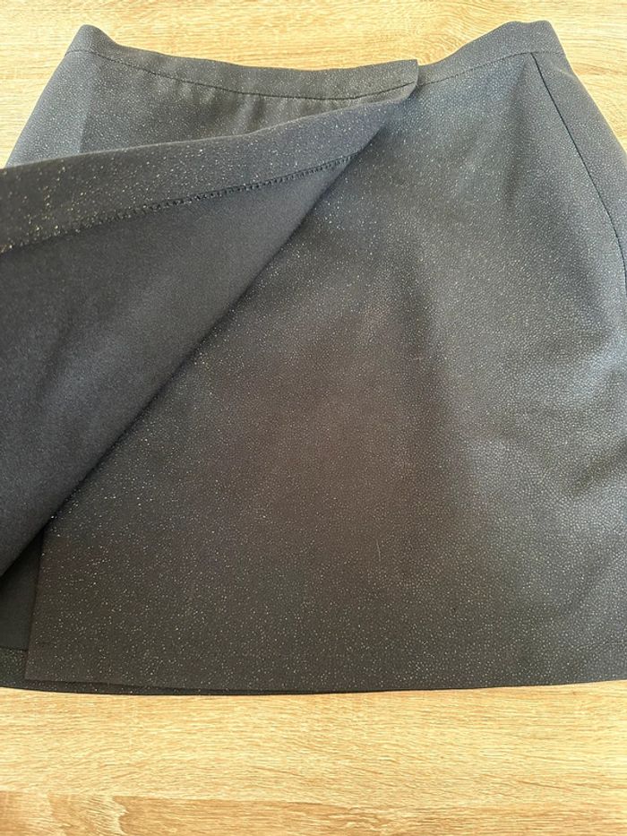 Jupe portefeuilles noire pailletée - photo numéro 2