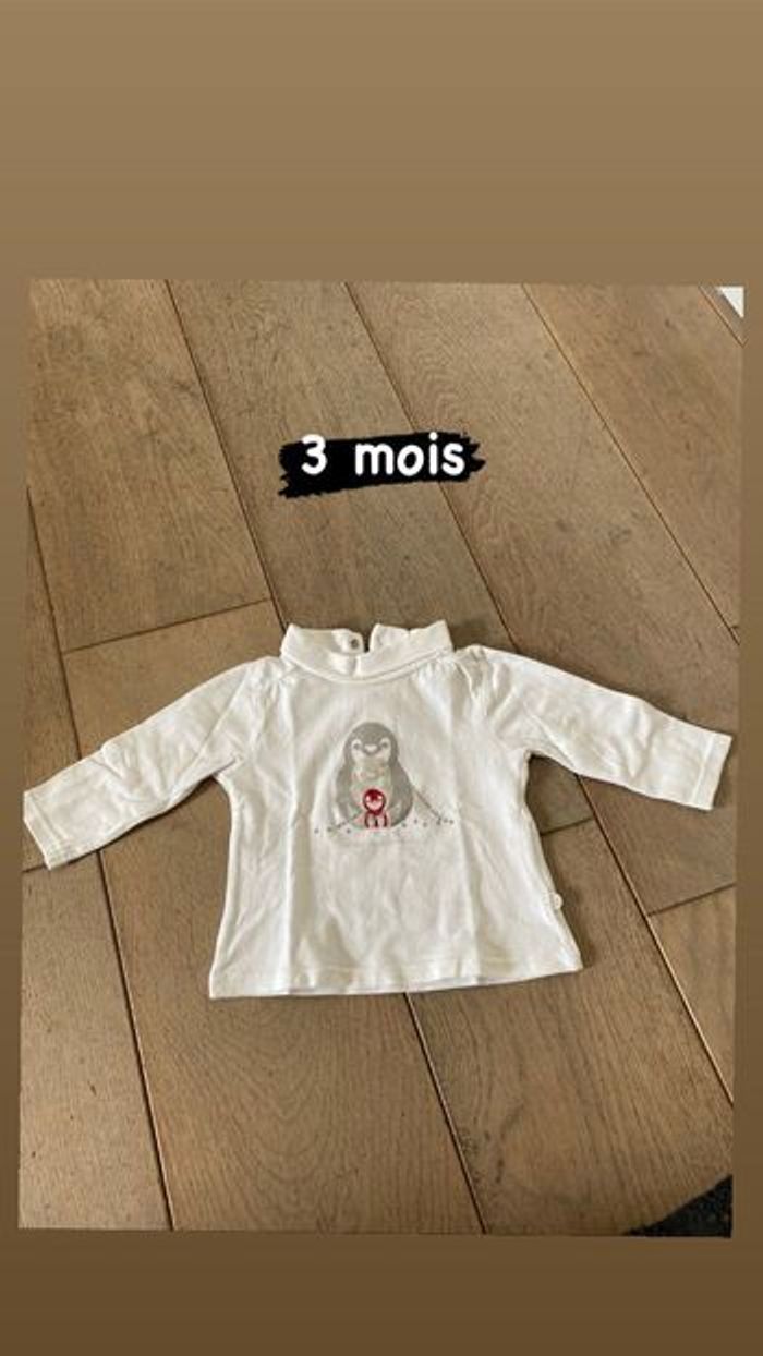 T shirt col roulé manches longues bebe garçon 3 mois Obaïbi