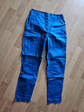 Pantalon bleu en toile taille élastique