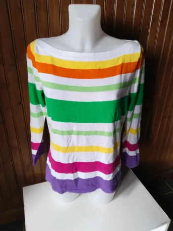 Superbe pull rayé de marque Lauren Ralph Lauren femme taille L 40 42