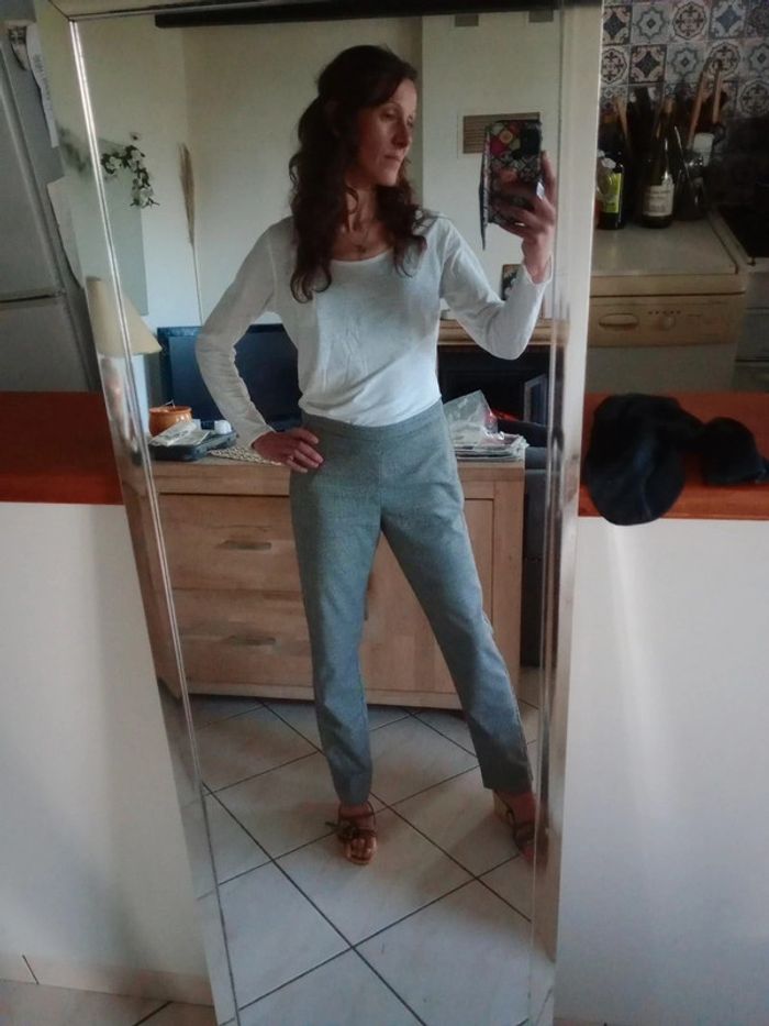 Pantalon cigarette 40 carreaux prince de galles c76