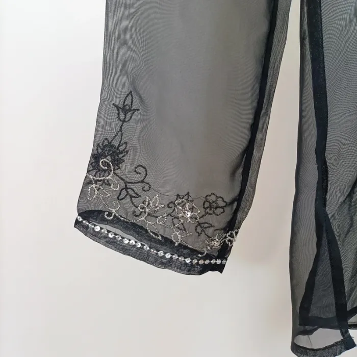 Tunique transparente noire brodée à perles – T.2 – Mim A1024 - photo numéro 6