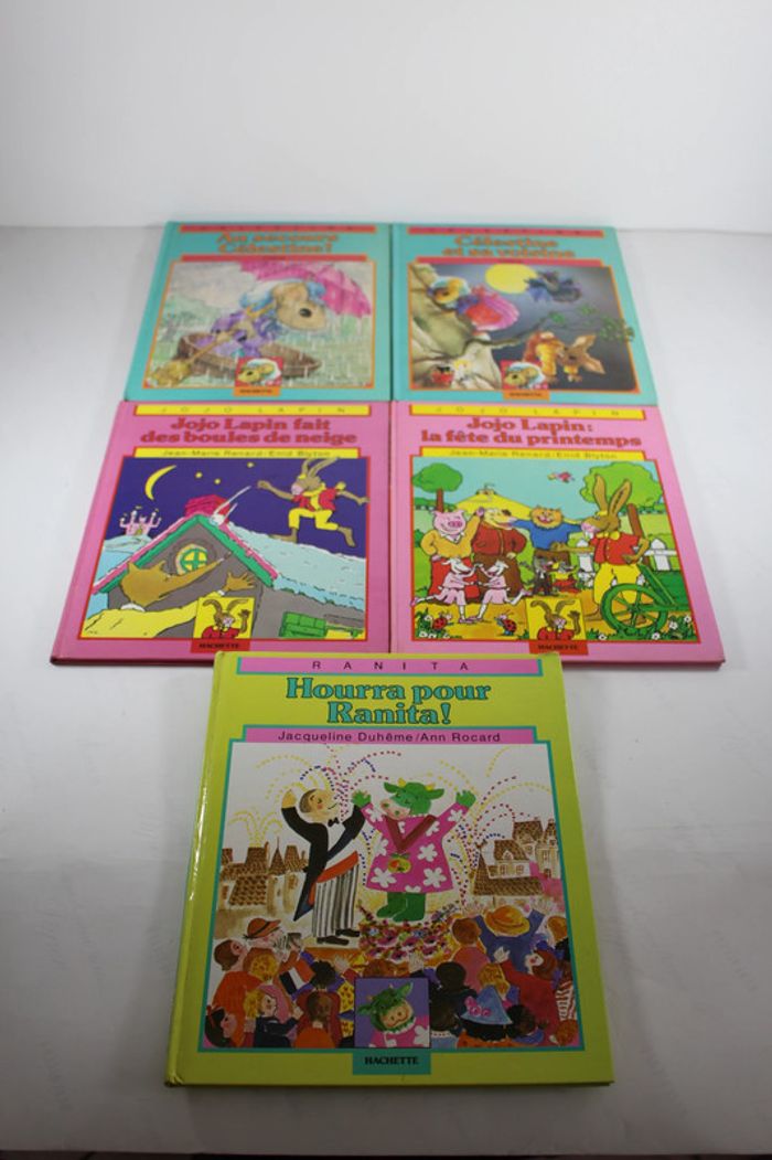 Hachette 1979 5 livres anciens Jojo Lapin, Celestine et Ranita