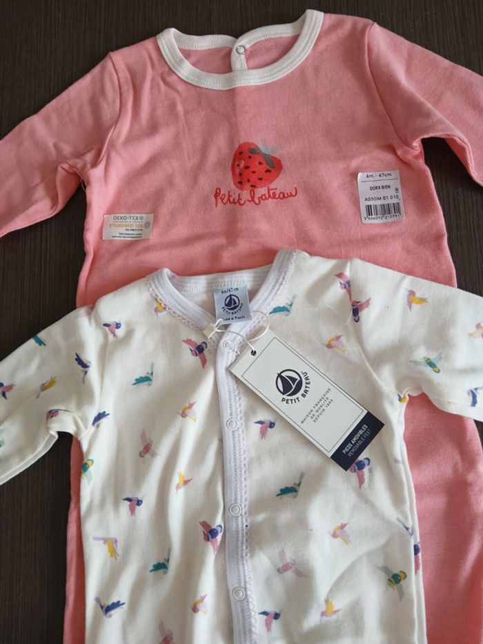 Lot de deux pyjamas fille petit bateau en coton 6 mois - photo numéro 3