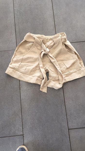 Short en lin taille haute