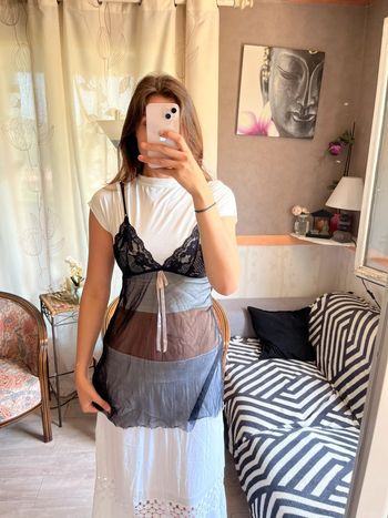 Top corset gothic bohème champêtre y2k 2000yer country dentelle noeud vintage