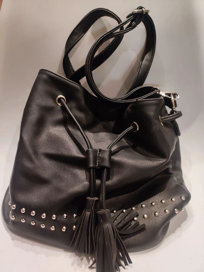 Sac noir franges bourse Eldys