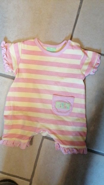 Combinaison lignée rose et jaune