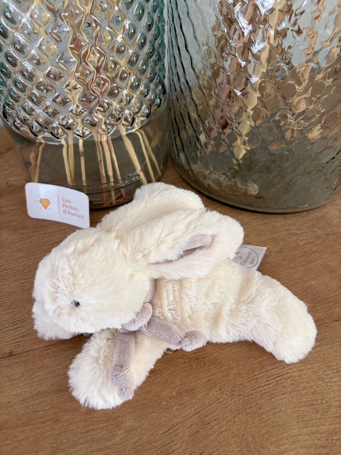 Peluche doudou lapin beige 15 cm - photo numéro 2