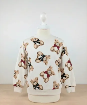 Sweat Blanc Imprimé Oursons "Teddy Bear" H&M - Taille 4-6 Ans