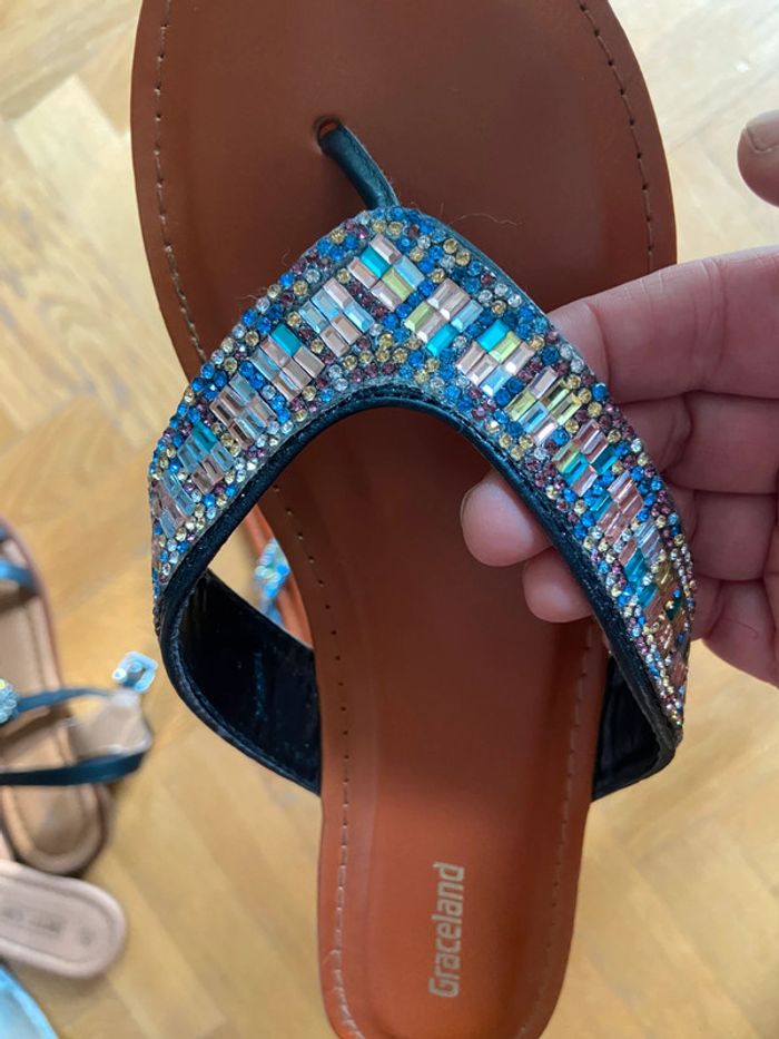 Mules Pierres multicolore Graceland cuir taille 38 1 fois mit - photo numéro 2