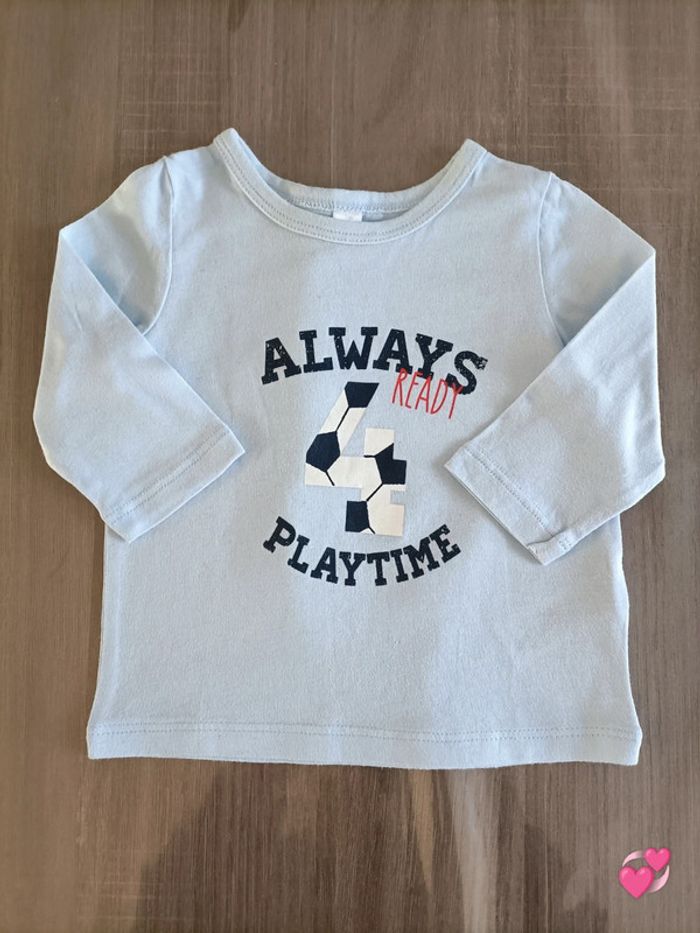 T Shirt manches longues Foot 3 mois