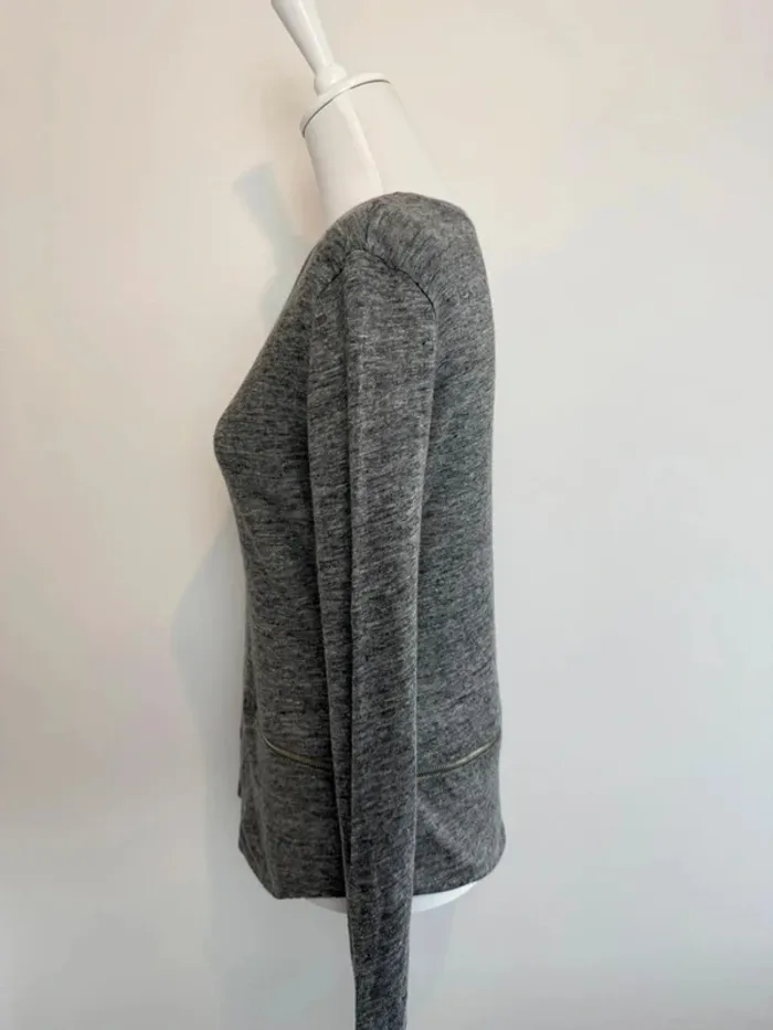 T-shirt Claudie Pierlot en lin longues manches taille 2 soit M parfait état - photo numéro 2