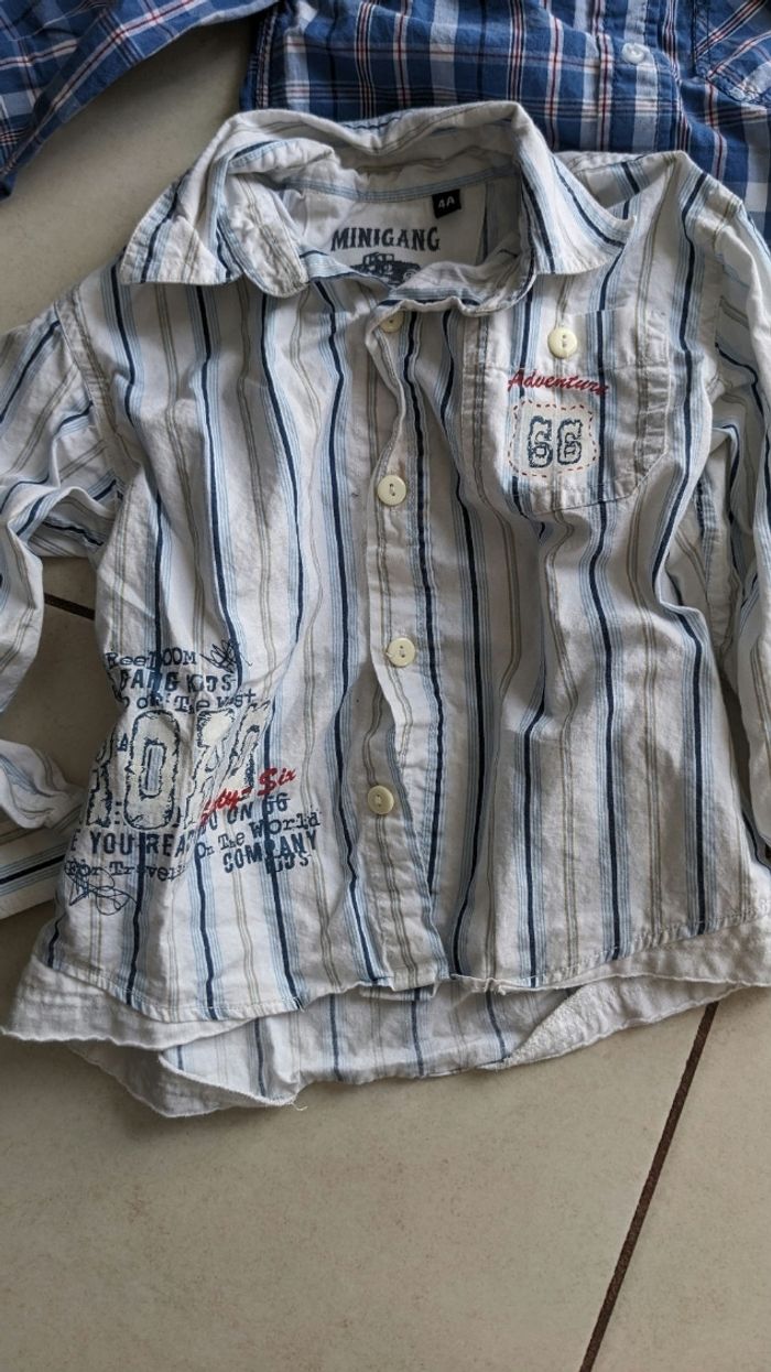 Lot de 2 chemises manches longues garçon 4 ans - photo numéro 2