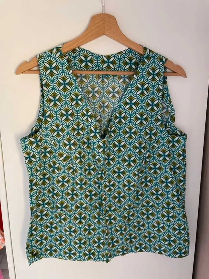 Blouse bleue fait main M - photo numéro 2