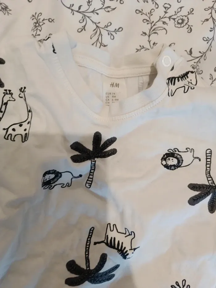 Tee shirt H&M blanc jungle 74cm - photo numéro 2