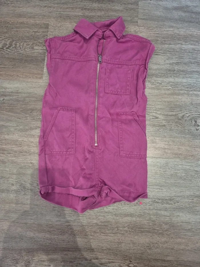 Combinaison short violet manches courtes