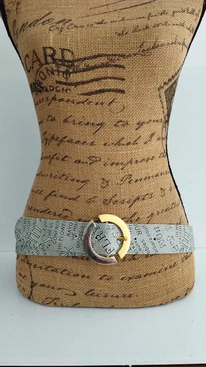 Ceinture écritures grise et noire 95 cm femme - photo numéro 2