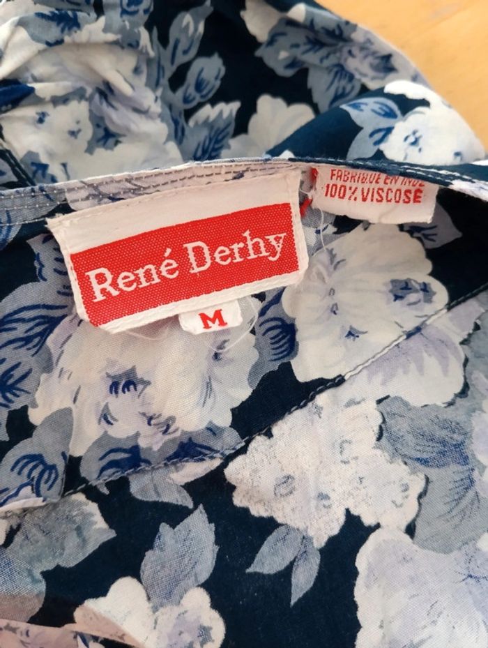 Robe courte vintage à fleurs blanc bleu René Derhy - photo numéro 9